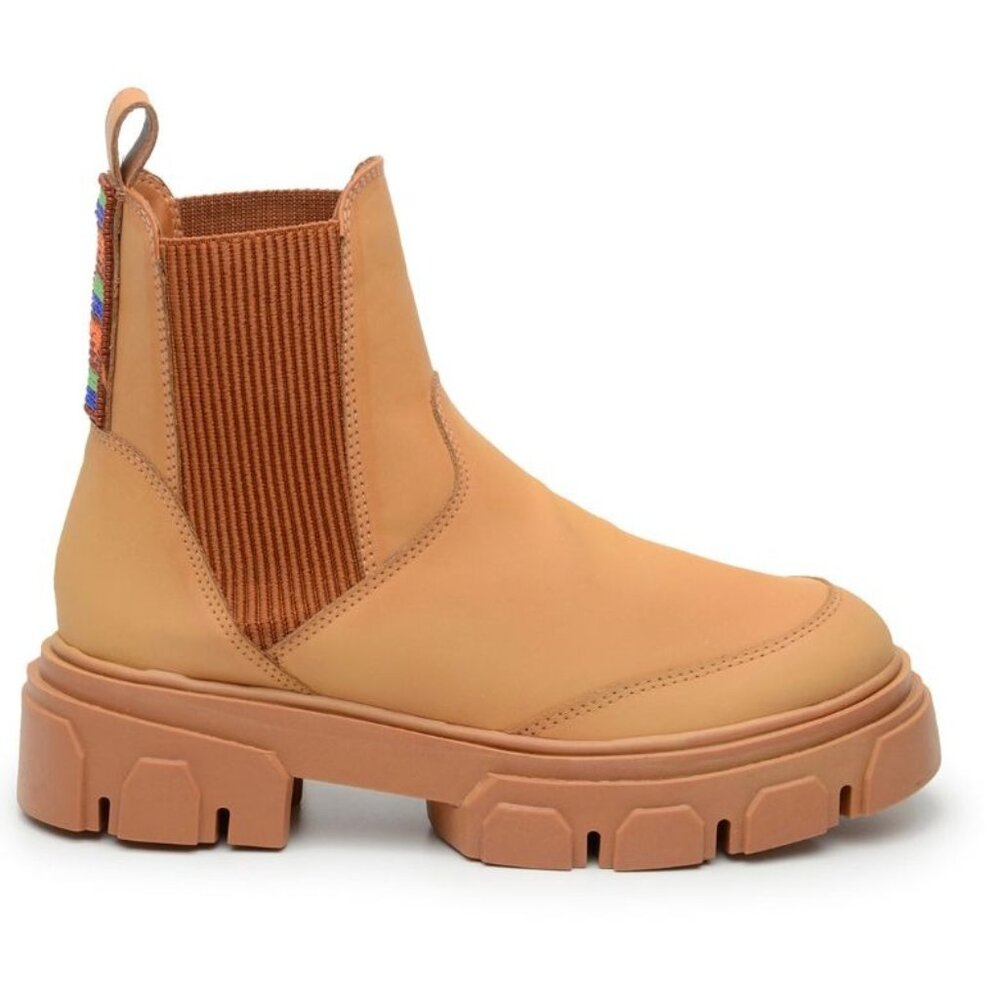 NEW Farm Rio Natural Chelsea Lug Sole Ankle Boot Brown Tan Size US 7 $250 [jb]